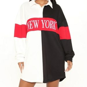 New York color block shirt dress